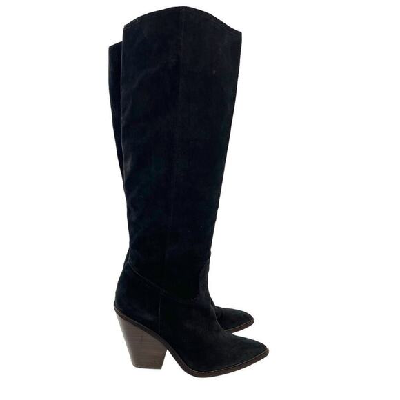 Sam Edelman Black Indigo Suede Leather Knee High Pointed Toe Boot Size 8.5 - Picture 3 of 16